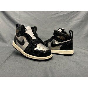 Nike Jordan 1 Mid SE (TD) Sneakers Silver Black Toddlers Size 4 NEW NO BOX!